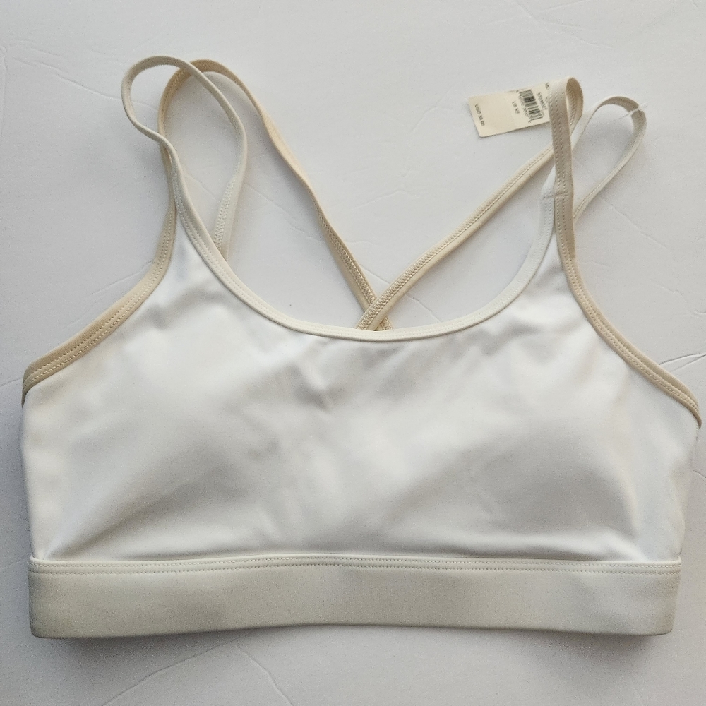 Aerie Offline Sports Bra in White & Cream Strappy Back Size XS New NWT   FP182